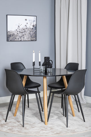 Venture Home Plaza Runt Matbord - Ek-Look / Svart - ø100*H75 +Polar Plast Matbord - Svarta Ben / Svart Plast _4
