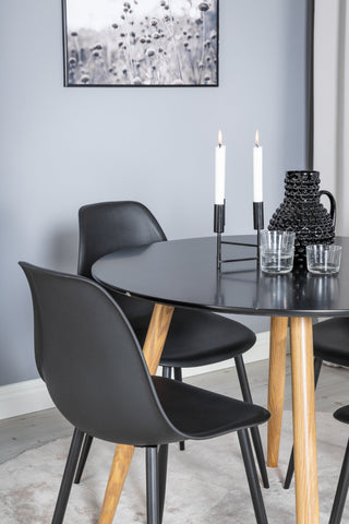 Venture Home Plaza Runt Matbord - Ek-Look / Svart - ø100*H75 +Polar Plast Matbord - Svarta Ben / Svart Plast _4