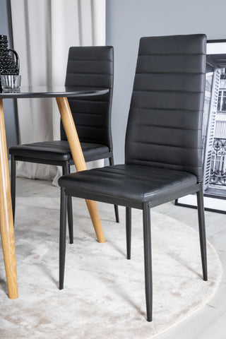 Venture Home Plaza Runt Matbord - Ek-Look / Svart - ø100*H75 +Slim High Back Matbord - Svarta Ben - Svart PU _4