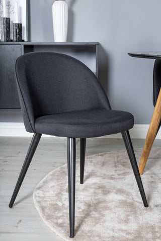 Venture Home Plaza Runt Matbord - Ek-Look / Svart - ø100*H75 +Velvet Dining Chiar - Svarta ben- Svart Tyg _4