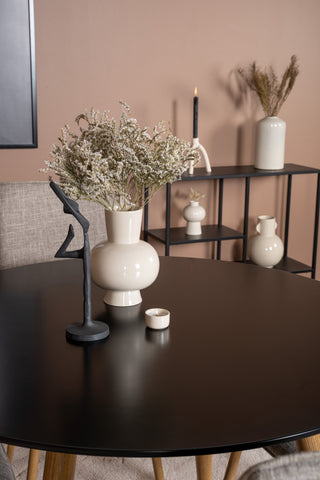 Venture Home Plaza Runt Matbord - Ek-Look / Svart - ø100*H75 +Windu Lyx Matbordsstol - Ek-Look / Ljusgrå _4