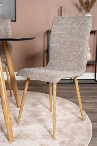 Venture Home Plaza Runt Matbord - Ek-Look / Svart - ø100*H75 +Windu Lyx Matbordsstol - Ek-Look / Ljusgrå _4
