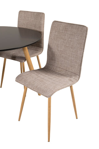 Venture Home Plaza Runt Matbord - Ek-Look / Svart - ø100*H75 +Windu Lyx Matbordsstol - Ek-Look / Ljusgrå _4