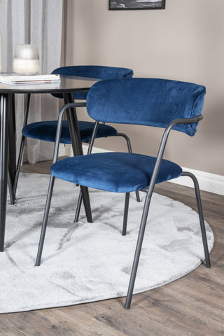 Venture Home Plaza Runt Matbord - Svart / Svart - ø100*H75 +Arrow fåtölj - Svarta ben - Blue Velvet _4