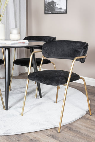 Venture Home Plaza Runt Matbord - Svart / Svart - ø100*H75 +Arrow fåtölj - Mässingsben - Svart sammet _4