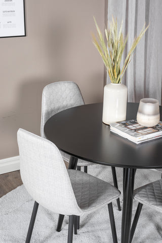 Venture Home Plaza Runt Matbord - Svart / Svart - ø100*H75 +Polar Diamond Matbordsstol - Svarta Ben - Grå Tyg _4