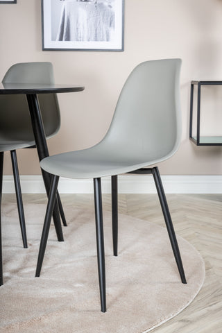 Venture Home Plaza Runt Matbord - Svart / Svart - ø100*H75 +Polar Plast Matbordsstol - Svarta Ben / Grå Plast _4