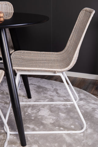 Venture Home Plaza Runt Matbord - Svart / Svart - ø100*H75 +Cirebon Matbordsstol - Vit / White wash naturrotting _4