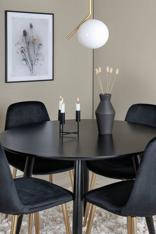Venture Home Plaza Runt Matbord - Svart / Svart - ø100*H75 +Polarstol - Svart sammet / Matt mässingsben _4