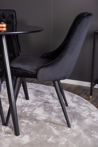 Venture Home Plaza Runt Matbord - Svart / Svart - ø100*H75 +Velvet Deluxe Matbord - Svarta ben / Svart sammet _4