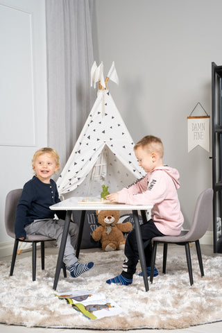 Venture Home Polar Matbord 80*60 XXS - Vit / Svart +Polar matsalsstol XXS - Grå _2