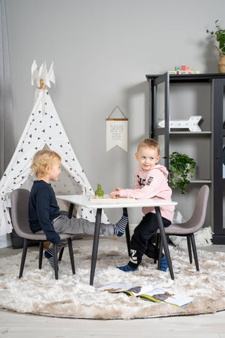 Venture Home Polar Matbord 80*60 XXS - Vit / Svart +Polar matsalsstol XXS - Grå _2