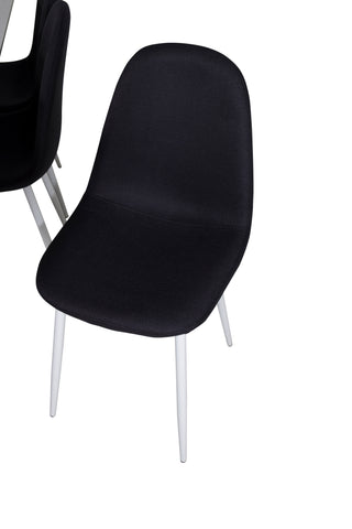 Venture Home Polar Matbord - Ek-Look / Vit- 180*90*H75 +Polar Matbordsstol - Vita Ben - Svart Tyg _6