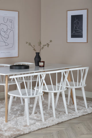 Venture Home Polar Matbord - Ek-Look / Vit- 180*90*H75 +Bullerbyn - Matstol - Vit _6