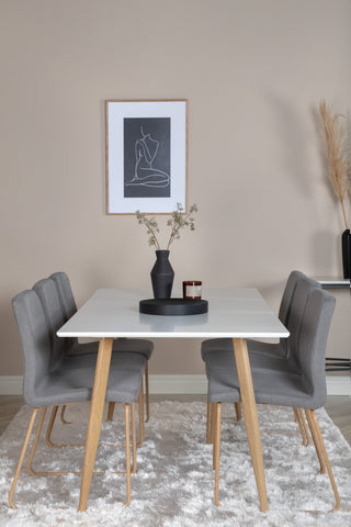 Venture Home Polar Matbord - Ek-Look / Vit- 180*90*H75 +Mace Matstol - Ek-Look / Mellangrå _6