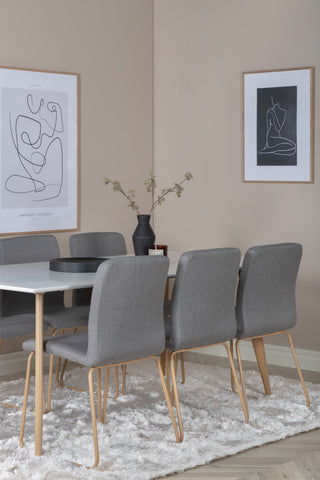 Venture Home Polar Matbord - Ek-Look / Vit- 180*90*H75 +Mace Matstol - Ek-Look / Mellangrå _6