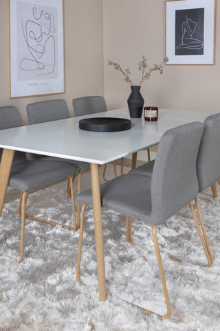 Venture Home Polar Matbord - Ek-Look / Vit- 180*90*H75 +Mace Matstol - Ek-Look / Mellangrå _6