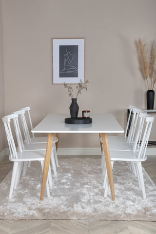 Venture Home Polar Matbord - Ek-Look / Vit- 180*90*H75 +Mariannelund - Matstol - Vit _6