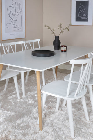 Venture Home Polar Matbord - Ek-Look / Vit- 180*90*H75 +Mariannelund - Matstol - Vit _6