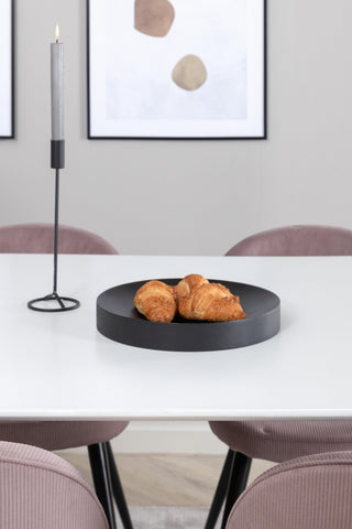 Venture Home Polar Elips Matbord - Svart / Vit - 240*100*H75 +Velvet Dining Chair Manchester - Rosa / Svart _6
