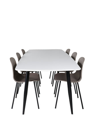 Venture Home Polar Elips Matbord - Svart / Vit - 240*100*H75 +Arctic Dining Chair - Svarta Ben - Khaki Plastic _6