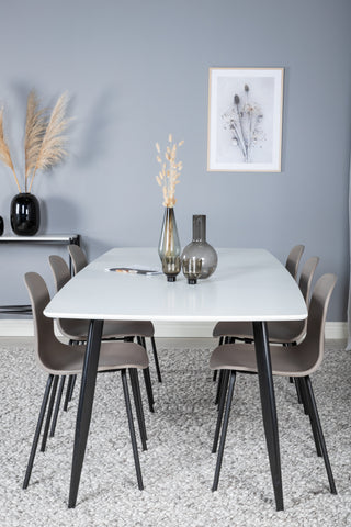 Venture Home Polar Elips Matbord - Svart / Vit - 240*100*H75 +Arctic Dining Chair - Svarta Ben - Khaki Plastic _6