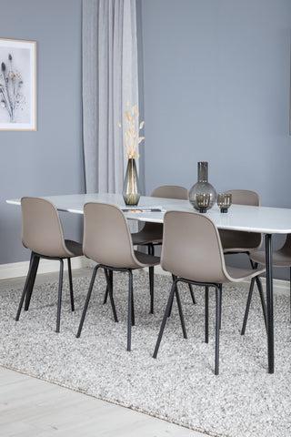 Venture Home Polar Elips Matbord - Svart / Vit - 240*100*H75 +Arctic Dining Chair - Svarta Ben - Khaki Plastic _6