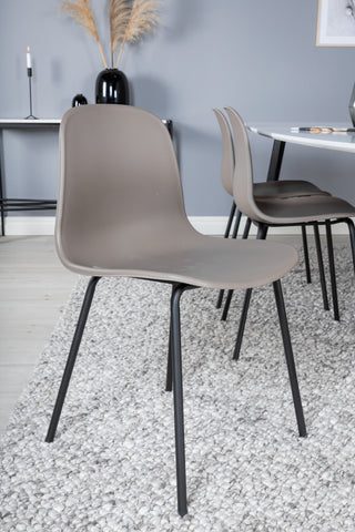 Venture Home Polar Elips Matbord - Svart / Vit - 240*100*H75 +Arctic Dining Chair - Svarta Ben - Khaki Plastic _6