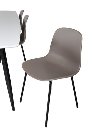 Venture Home Polar Elips Matbord - Svart / Vit - 240*100*H75 +Arctic Dining Chair - Svarta Ben - Khaki Plastic _6