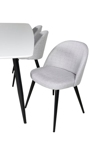 Venture Home Polar Elips Matbord - Svart / Vit - 240*100*H75 + Matbordsstol i sammet - Svarta ben - LjusgråTyg _6