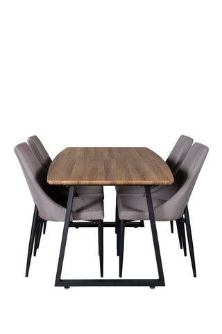 Inca Matbord - 160/200*85*H75 - Ek / Svart +Leone 2.0 Polar Grey - SVART Ben _4