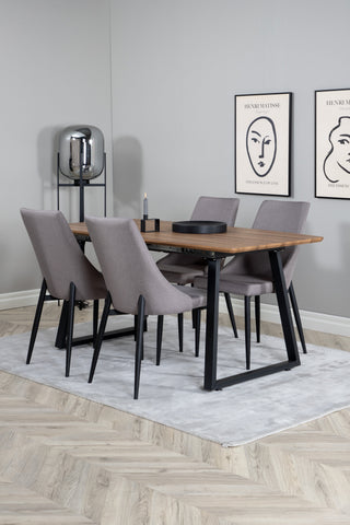 Inca Matbord - 160/200*85*H75 - Ek / Svart +Leone 2.0 Polar Grey - SVART Ben _4