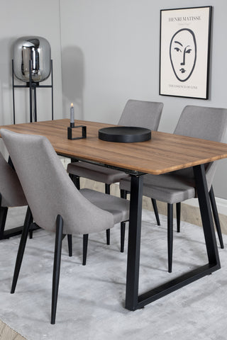 Inca Matbord - 160/200*85*H75 - Ek / Svart +Leone 2.0 Polar Grey - SVART Ben _4