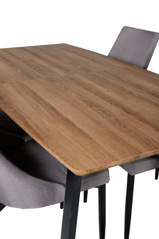 Inca Matbord - 160/200*85*H75 - Ek / Svart +Leone 2.0 Polar Grey - SVART Ben _4