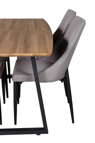 Inca Matbord - 160/200*85*H75 - Ek / Svart +Leone 2.0 Polar Grey - SVART Ben _4