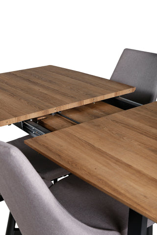 Inca Matbord - 160/200*85*H75 - Ek / Svart +Leone 2.0 Polar Grey - SVART Ben _4