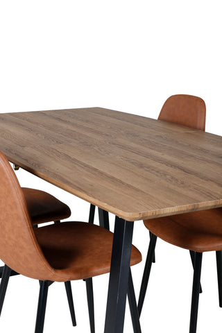 Venture Home Inca Matbord - 160/200*85*H75 - Ek / Svart - Polar Matstol - Brun / Svart 4
