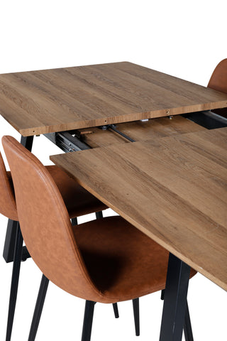 Venture Home Inca Matbord - 160/200*85*H75 - Ek / Svart - Polar Matstol - Brun / Svart 4