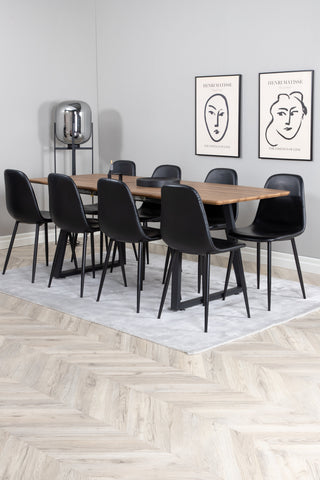Venture Home Inca Matbord - Svart / Oljad Ek - 160/200*85*H75+Polar Matstol - Svart / Svart P