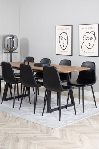 Venture Home Inca Matbord - Svart / Oljad Ek - 160/200*85*H75+Polar Matstol - Svart / Svart P