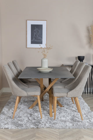 Venture Home Piazza - Matbord - 180*90 - Spraystone/Ek +Leone - Matstol - Ek/Ljusgrå _6