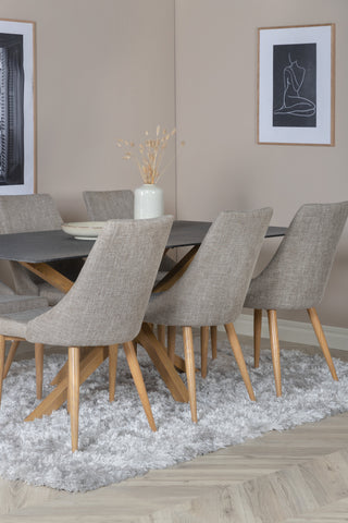 Venture Home Piazza - Matbord - 180*90 - Spraystone/Ek +Leone - Matstol - Ek/Ljusgrå _6