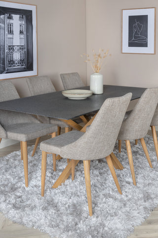 Venture Home Piazza - Matbord - 180*90 - Spraystone/Ek +Leone - Matstol - Ek/Ljusgrå _6