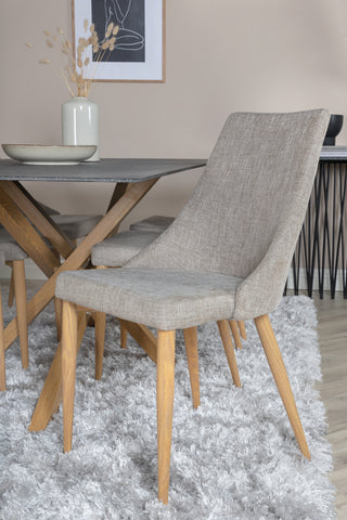 Venture Home Piazza - Matbord - 180*90 - Spraystone/Ek +Leone - Matstol - Ek/Ljusgrå _6
