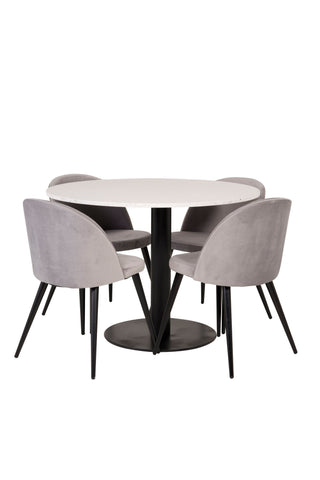 Venture Home Razzia Matbord 106cm - Vit Terazzo / Svart+Velvet Matstol - Svart / Ljus