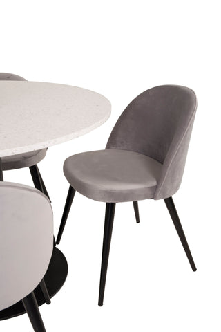 Venture Home Razzia Matbord 106cm - Vit Terazzo / Svart+Velvet Matstol - Svart / Ljus