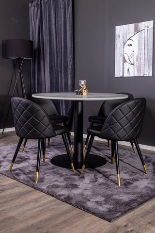 Venture Home Razzia Matbord 106cm - Grå Terazzo / Svart+matsalsstol i sammet i mässing m.