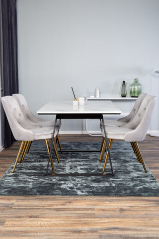 Venture Home Estelle Matbord 140*90 - Vit Marmor / Svarta BenVelvet Deluxe Dining Chai