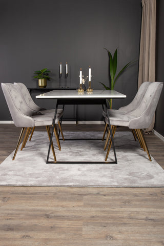 Venture Home Estelle Matbord 140*90 - Vit Marmor / Svarta BenVelvet Deluxe Dining Chai