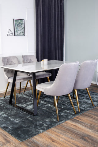 Venture Home Estelle Matbord 140*90 - Vit Marmor / Svarta BenVelvet Deluxe Dining Chai